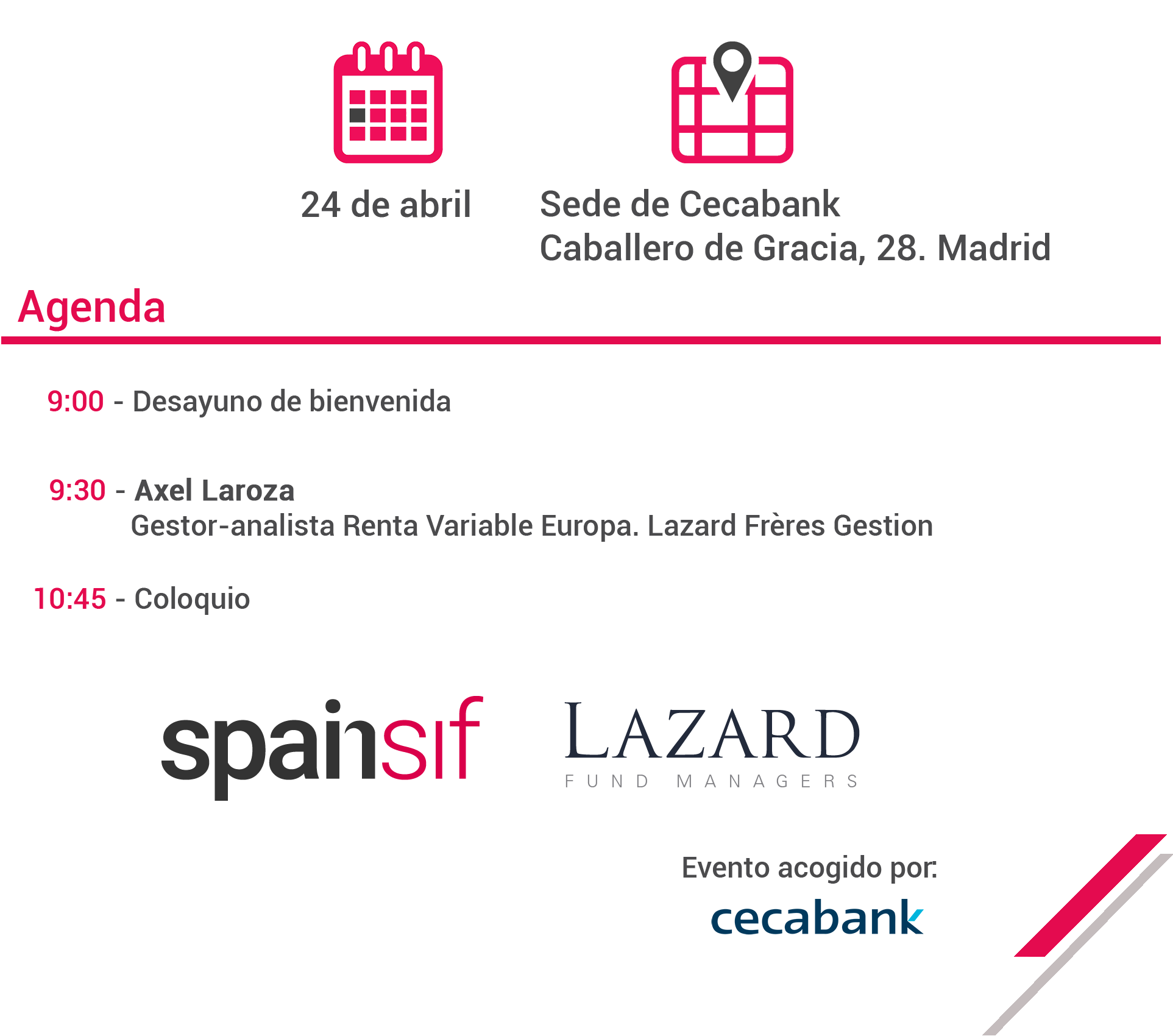 agenda del evento DesayunoISR - Lazard
