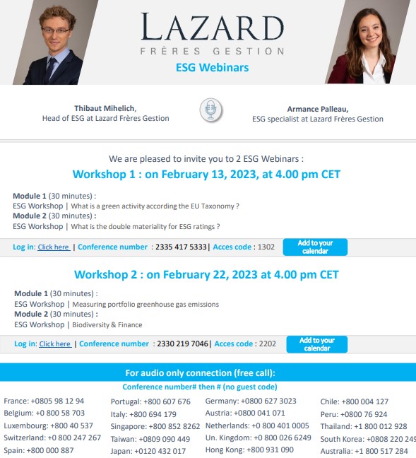 LAZAR ESG WEBINARS